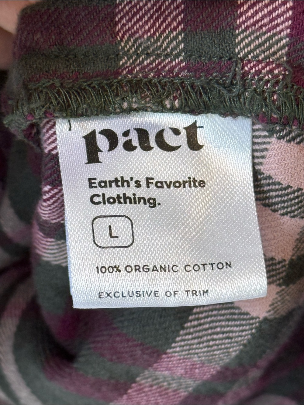 Pact Organic Cotton Plaid Flannel Shirt Women’s L Pink Green Burgundy Button Up - Picture 5 of 7
